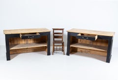 Pair of Ebonised Fruitwood Parisian Boulangerie Counters, Kitchen Island
