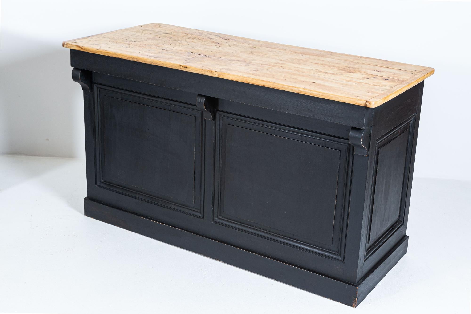 French Pair of Ebonised Fruitwood Parisian Boulangerie Counters, Kitchen Island For Sale