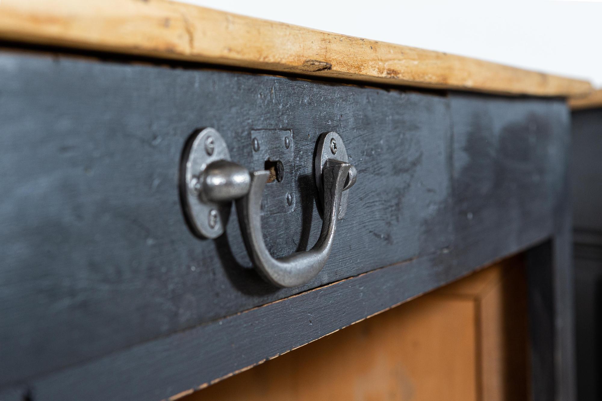 Mid-19th Century Pair of Ebonised Fruitwood Parisian Boulangerie Counters, Kitchen Island For Sale