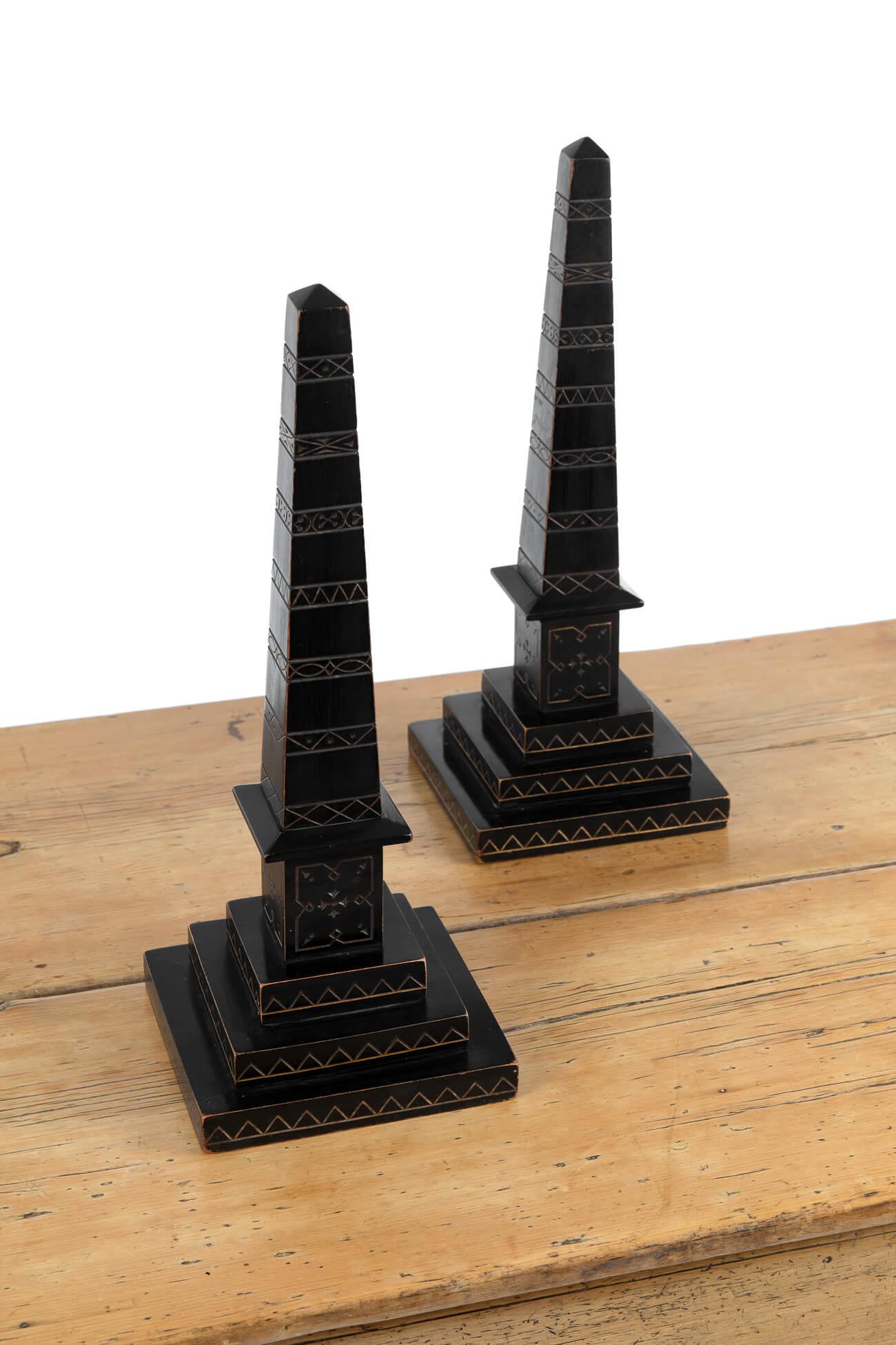 Late Victorian Pair of Ebonised Library Obelisks, circa 1865
