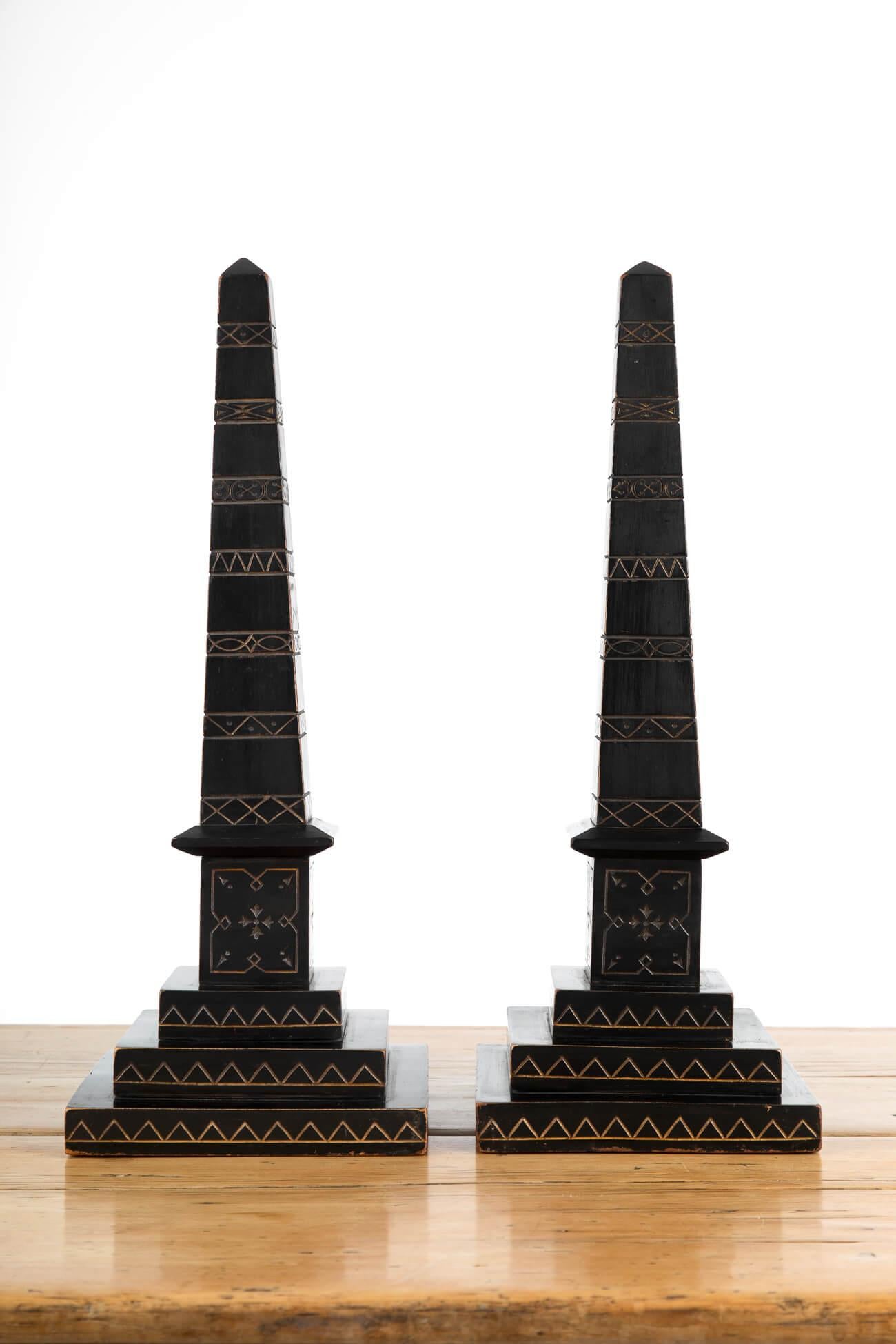 British Pair of Ebonised Library Obelisks, circa 1865