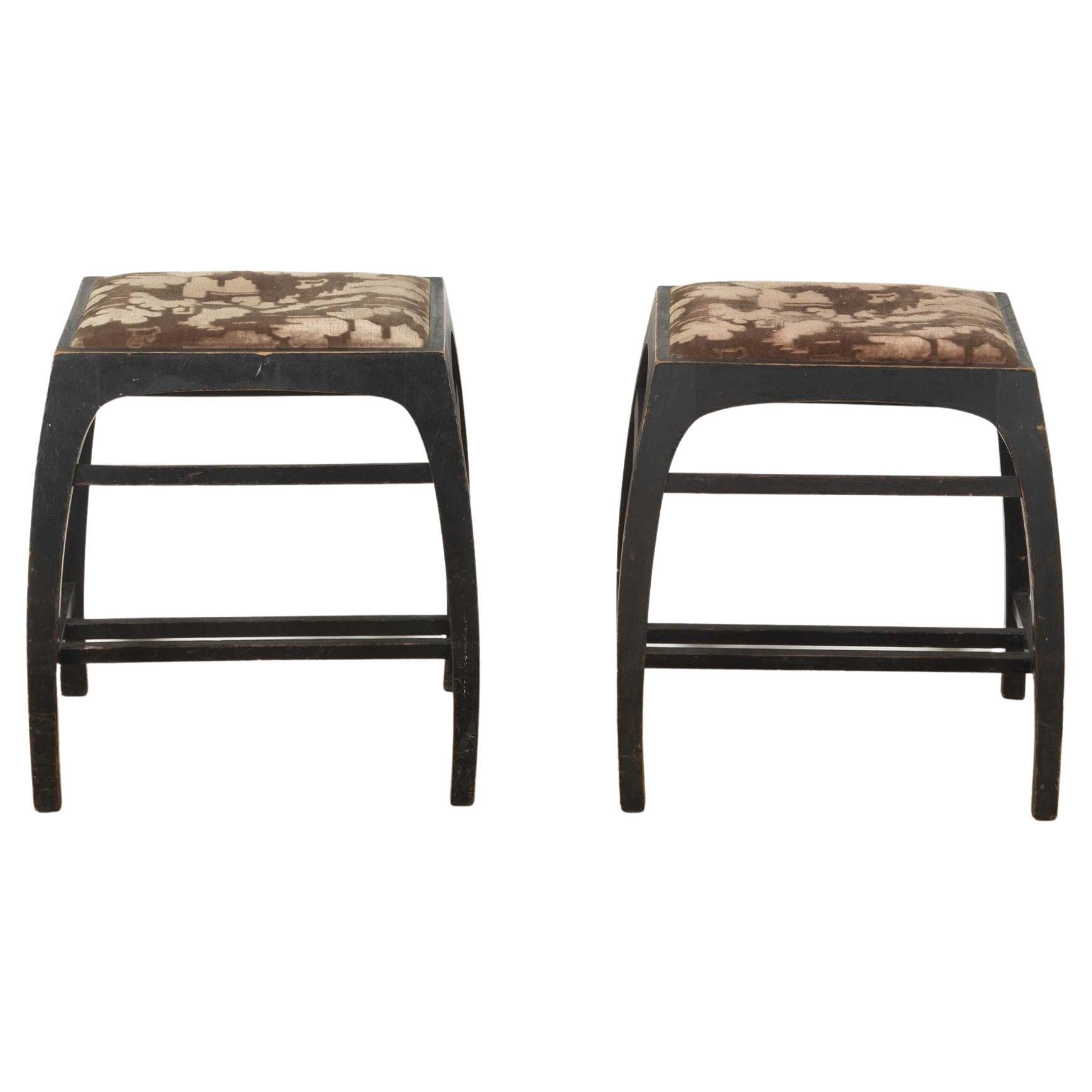 Pair of Ebonised Stools Attributed to Koloman Moser For Sale