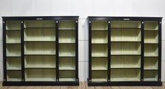 Pair of Ebonised Wedgwood open bookcases