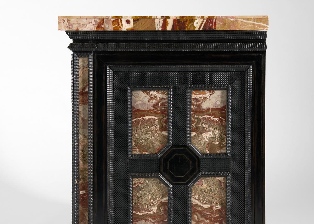 Pair of Ebonized and Marble-Veneered Commodes, Early 20th Century For Sale 6