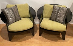 Pair of Ebonized Ash Circle Club Chairs