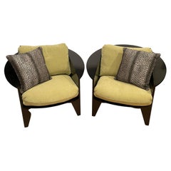 Pair of Ebonized Ash Circle Club Chairs