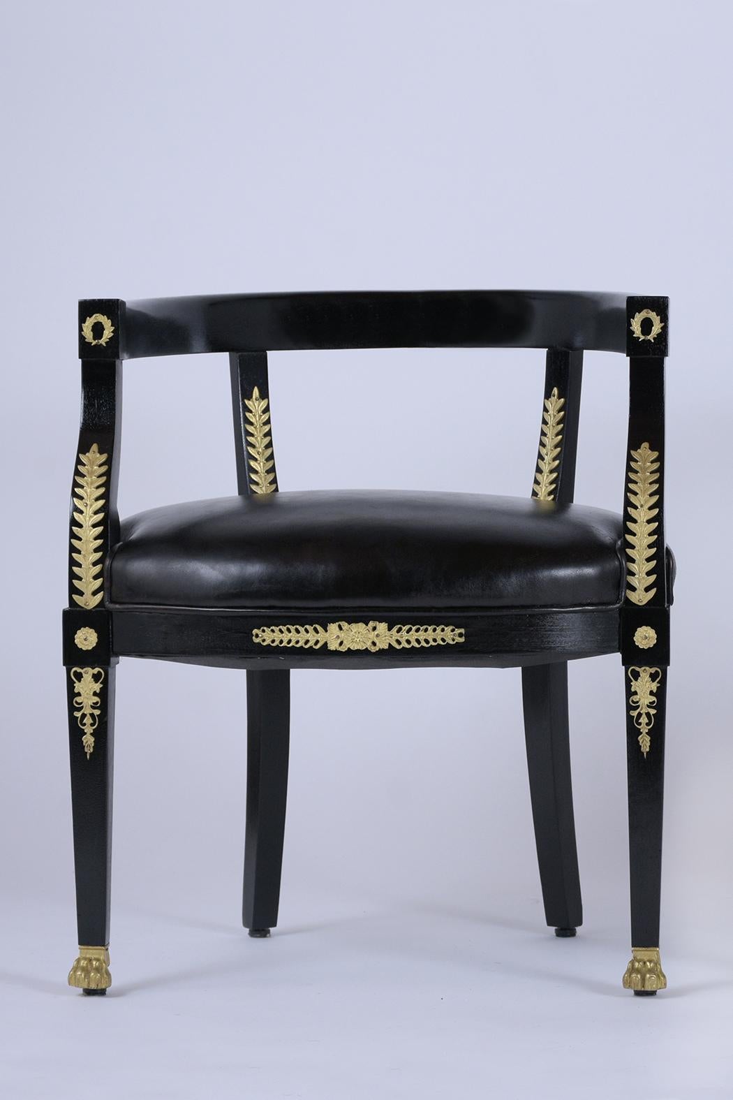 Empire Pair of Ebonized Barrel Back Chairs