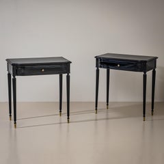 Pair of Ebonized Bedside Tables, Italy, Mid-20th Century
