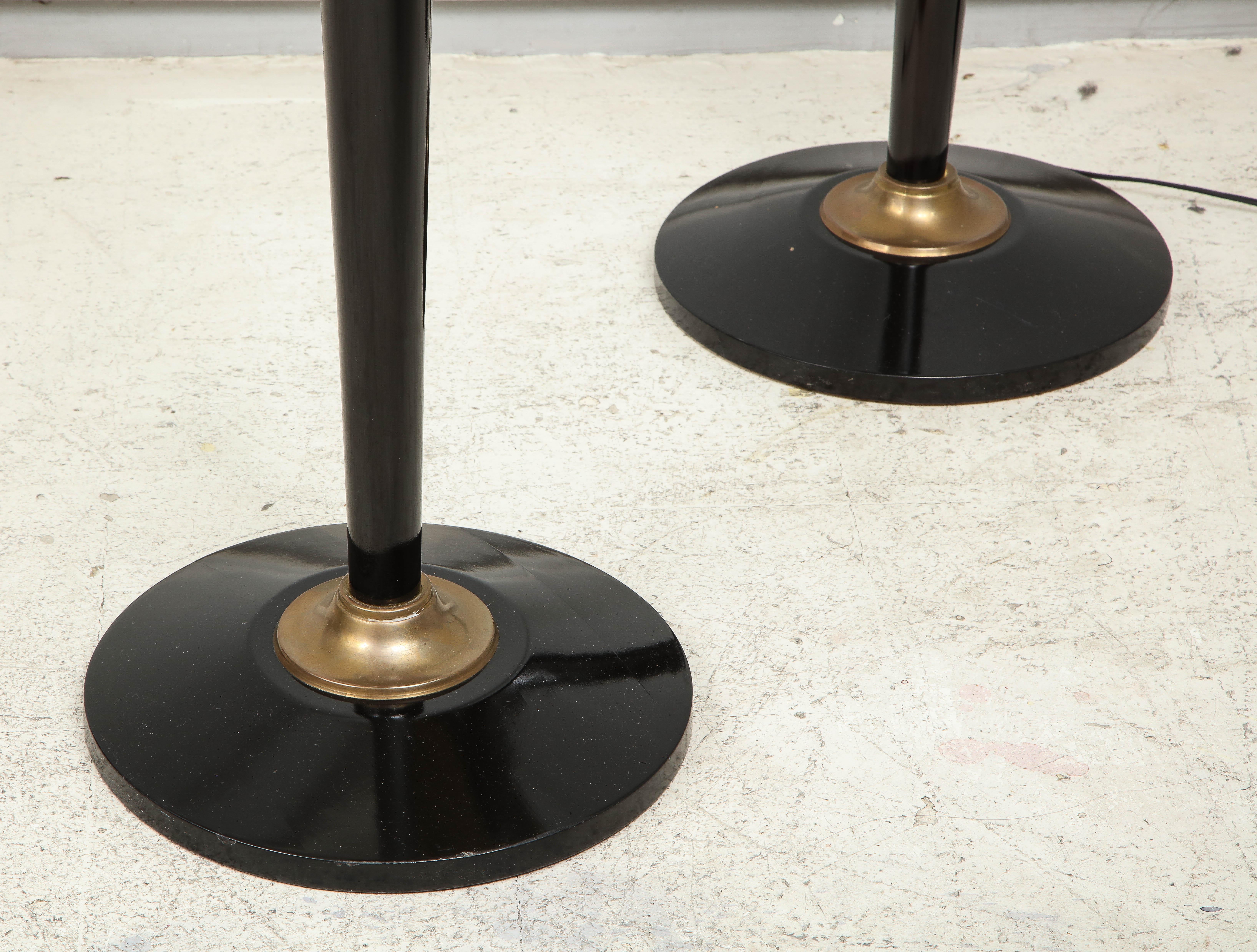 Pair of Ebonized Brass Torchieres/Floor Lamps in the Art Deco Manner 3