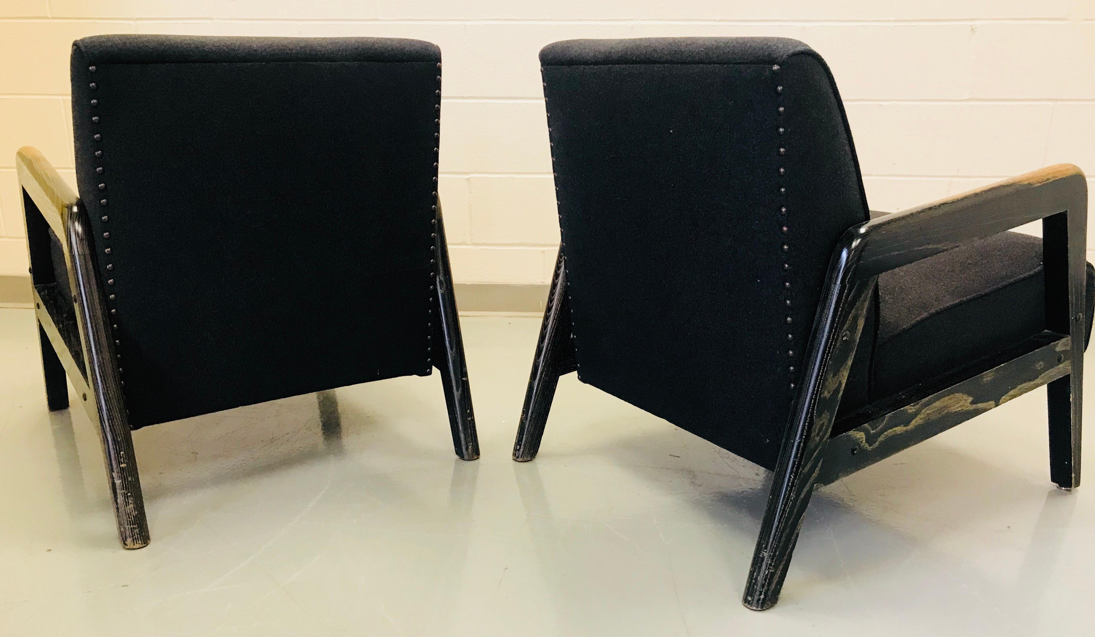 Pair of Ebonized Cerused Lounge Chairs For Sale 6