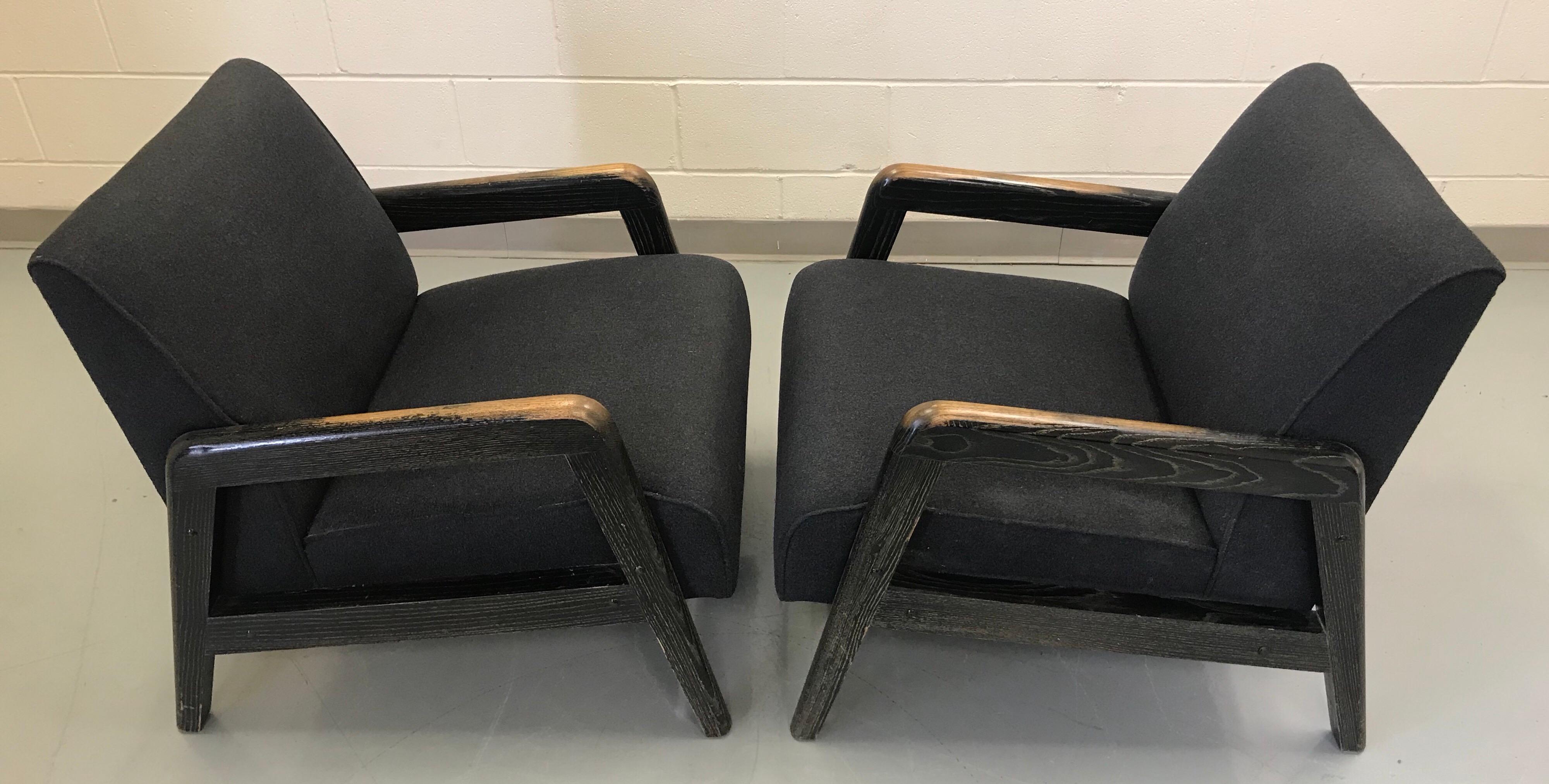 Pair of Ebonized Cerused Lounge Chairs For Sale 10