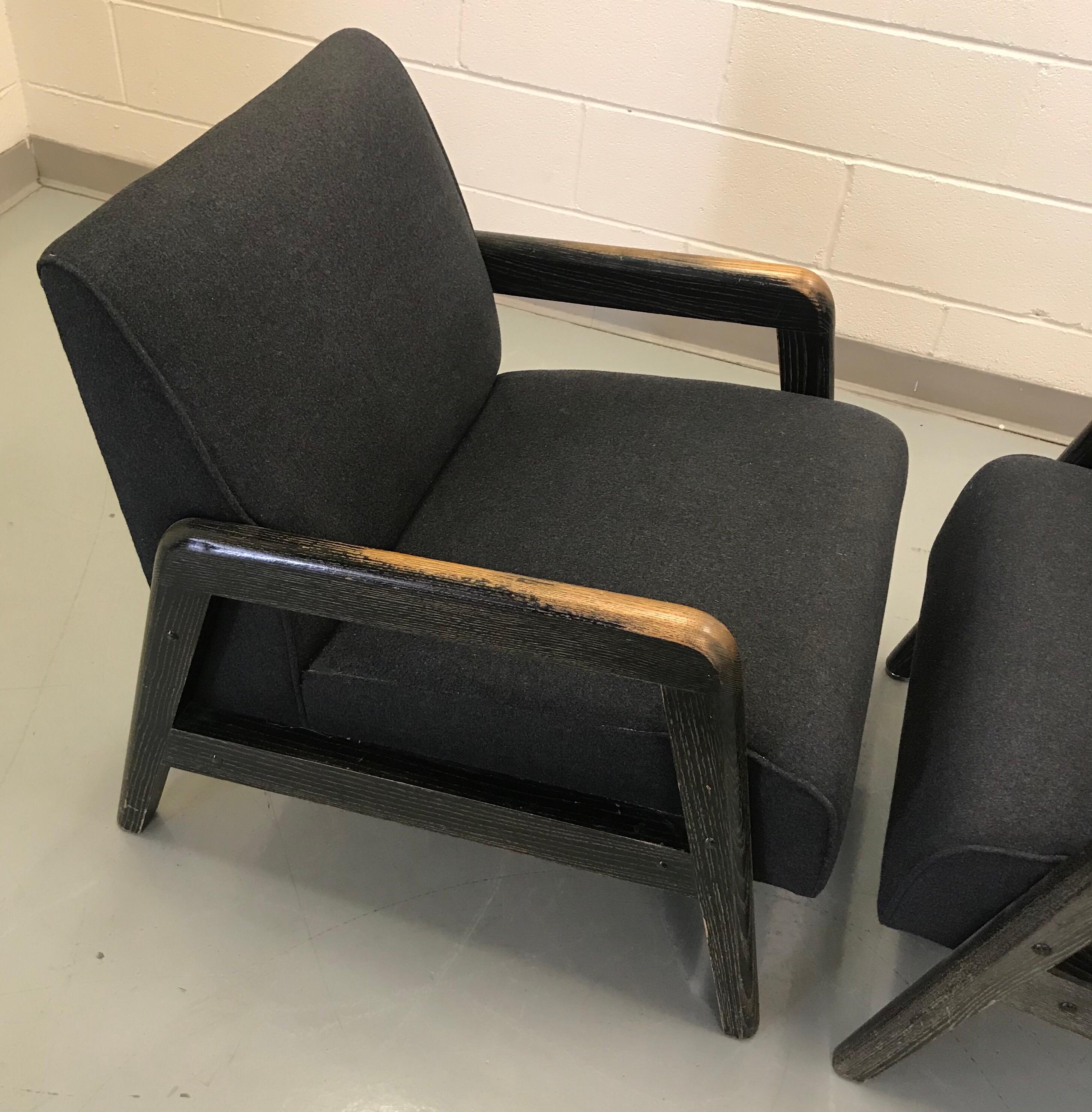Pair of Ebonized Cerused Lounge Chairs For Sale 11