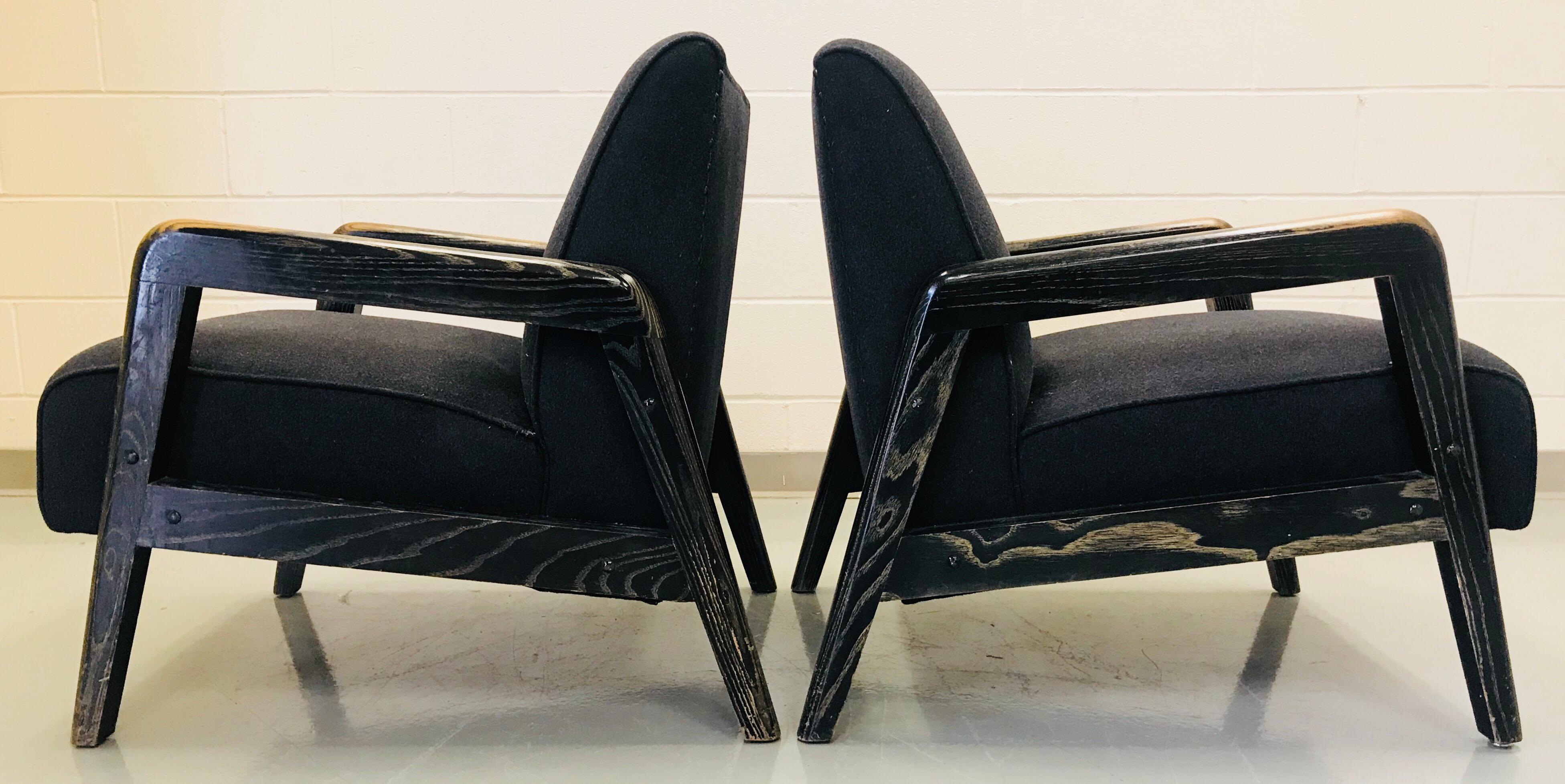 Pair of Ebonized Cerused Lounge Chairs For Sale 3