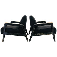 Pair of Ebonized Cerused Lounge Chairs