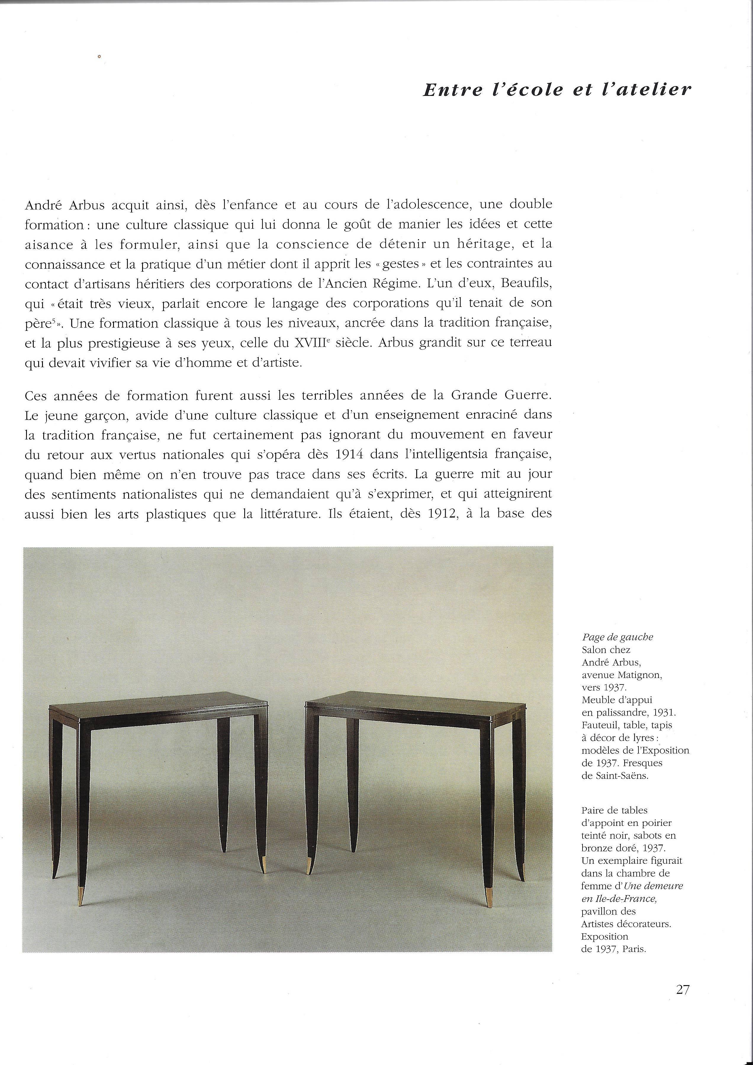 Pair of Ebonized Console Tables Designed by Andre Arbus 8