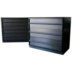 Vintage Pair of Ebonized Dressers or Chests by John Widdicomb, circa 1960