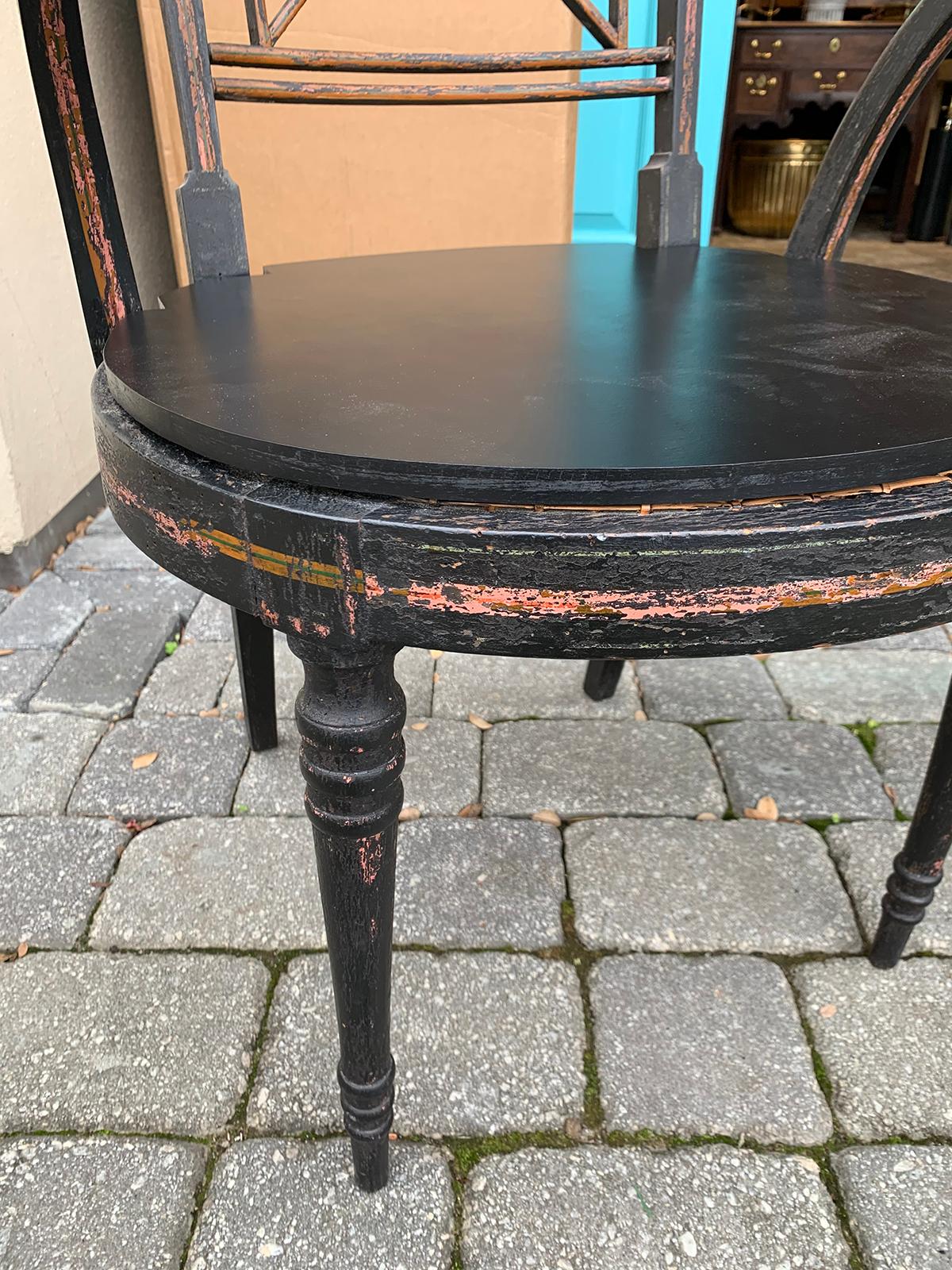 Pair of Ebonized English Regency Armchairs with Cane Seats, circa 1810 For Sale 15