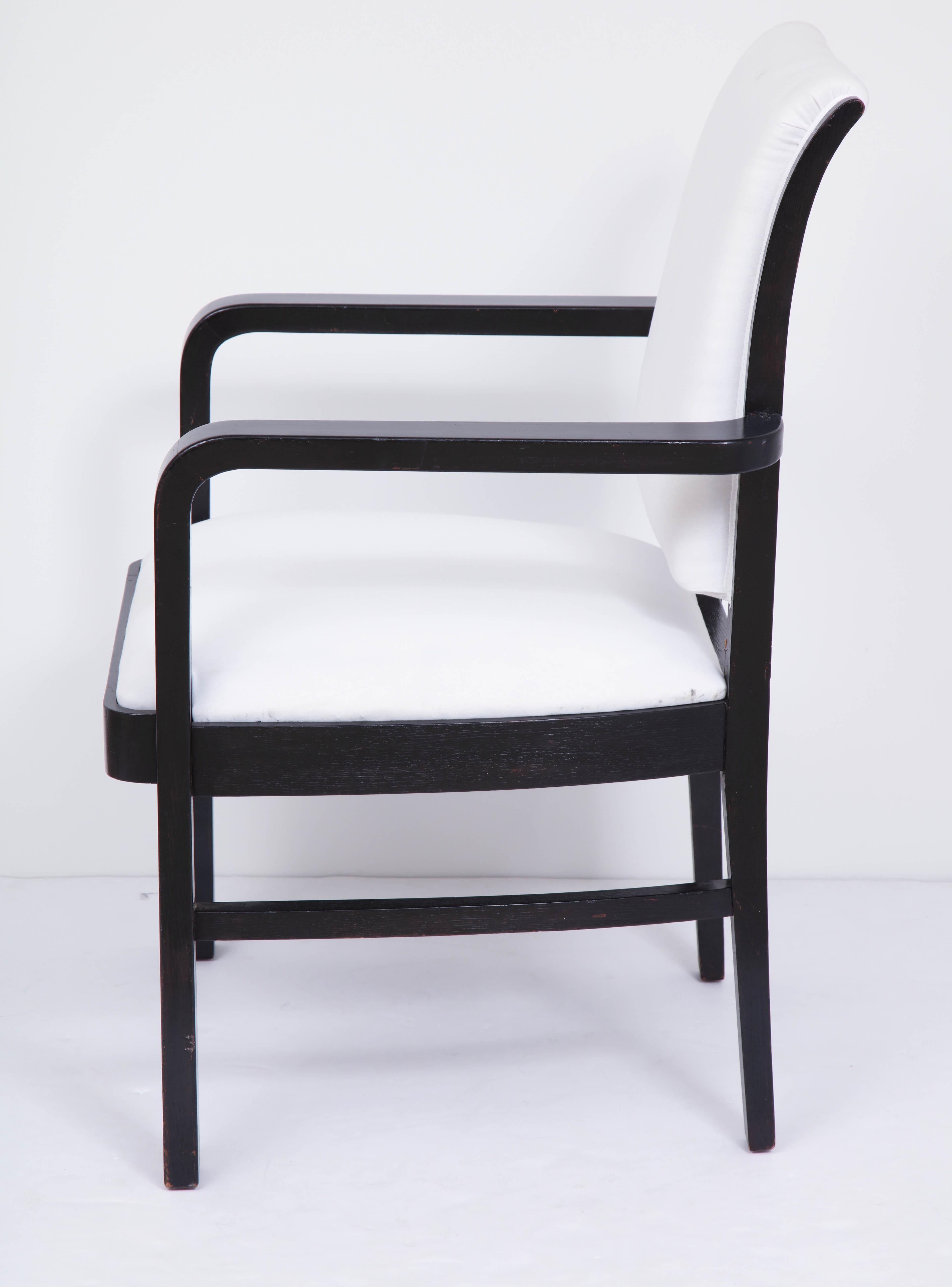 Wood Pair of Ebonized Fauteuils For Sale