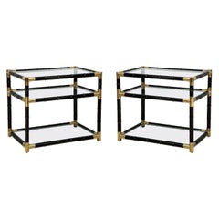 Pair of Ebonized Faux-Bamboo and Bronze Tables in the Manner of Billy Haines