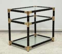 Pair of Ebonized Faux-Bamboo and Bronze Tables in the Manner of Billy Haines