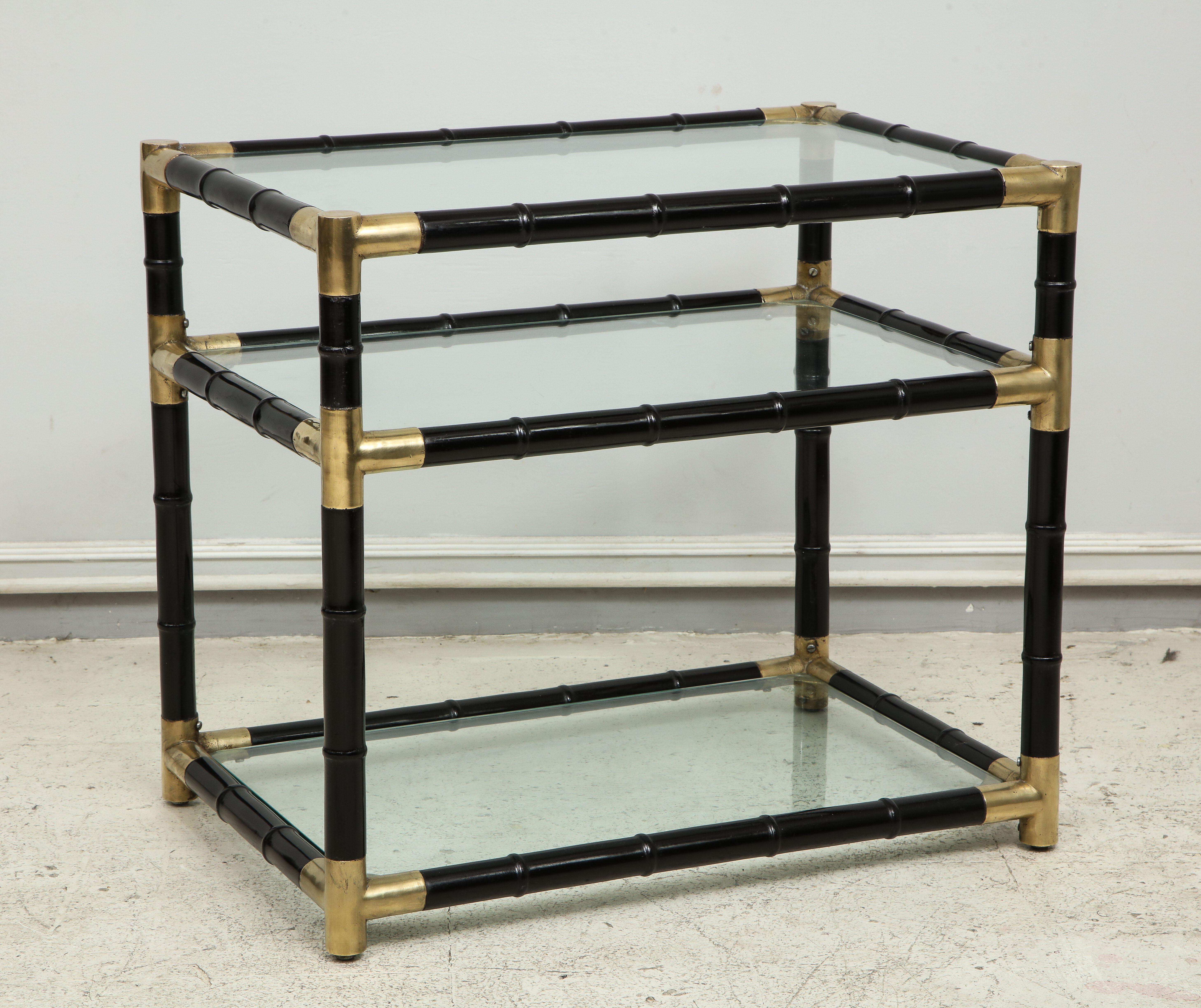 Pair of Ebonized Faux-Bamboo and Bronze Tables in the Manner of Billy Haines In Good Condition In New York, NY