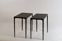Pair of Ebonized Grooved Oak 'Esquisse' Side Tables by Design Frères