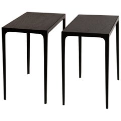 Pair of Ebonized Grooved Oak 'Esquisse' Side Tables by Design Frères