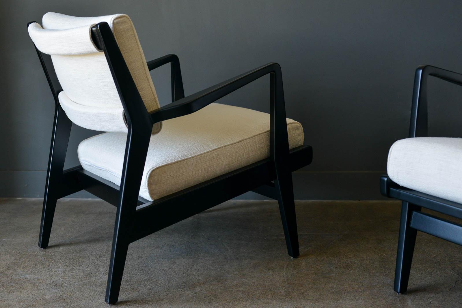 Pair of Ebonized Lounge Chairs by Jens Risom, ca. 1965 1