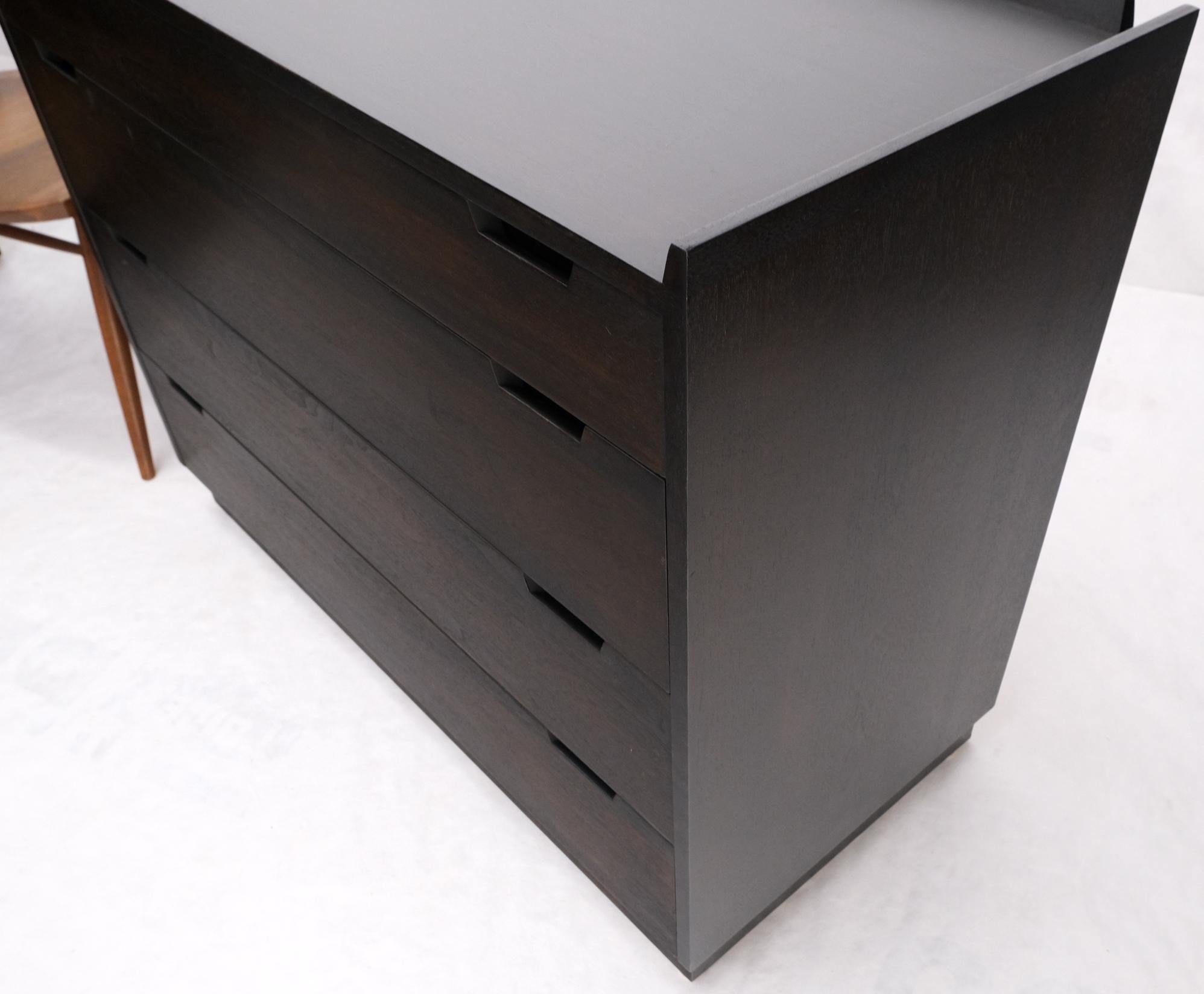 Pair of Ebonized Mahogany 4 Drawers Bachelor Chests w/ Gallery Tops Restored For Sale 5