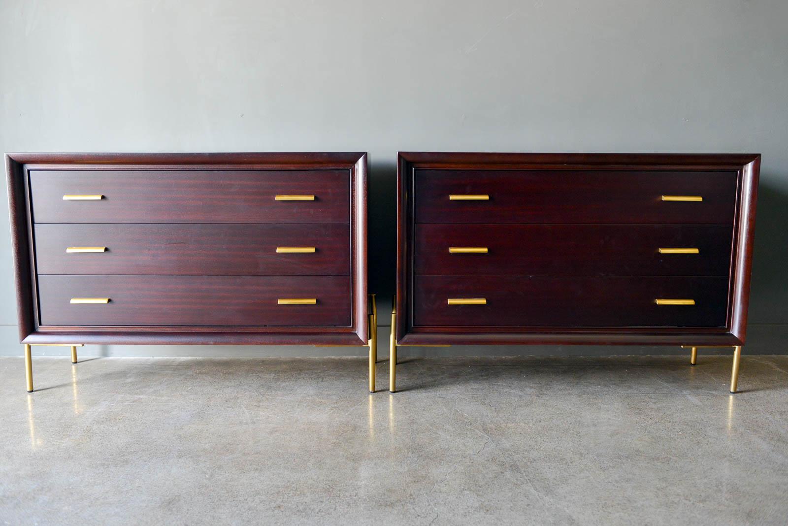 Pair of ebonized mahogany brass cabinets. Beautiful solid construction, they have been professionally restored in very good condition. Could also be used as larger nightstands.

Measure 42