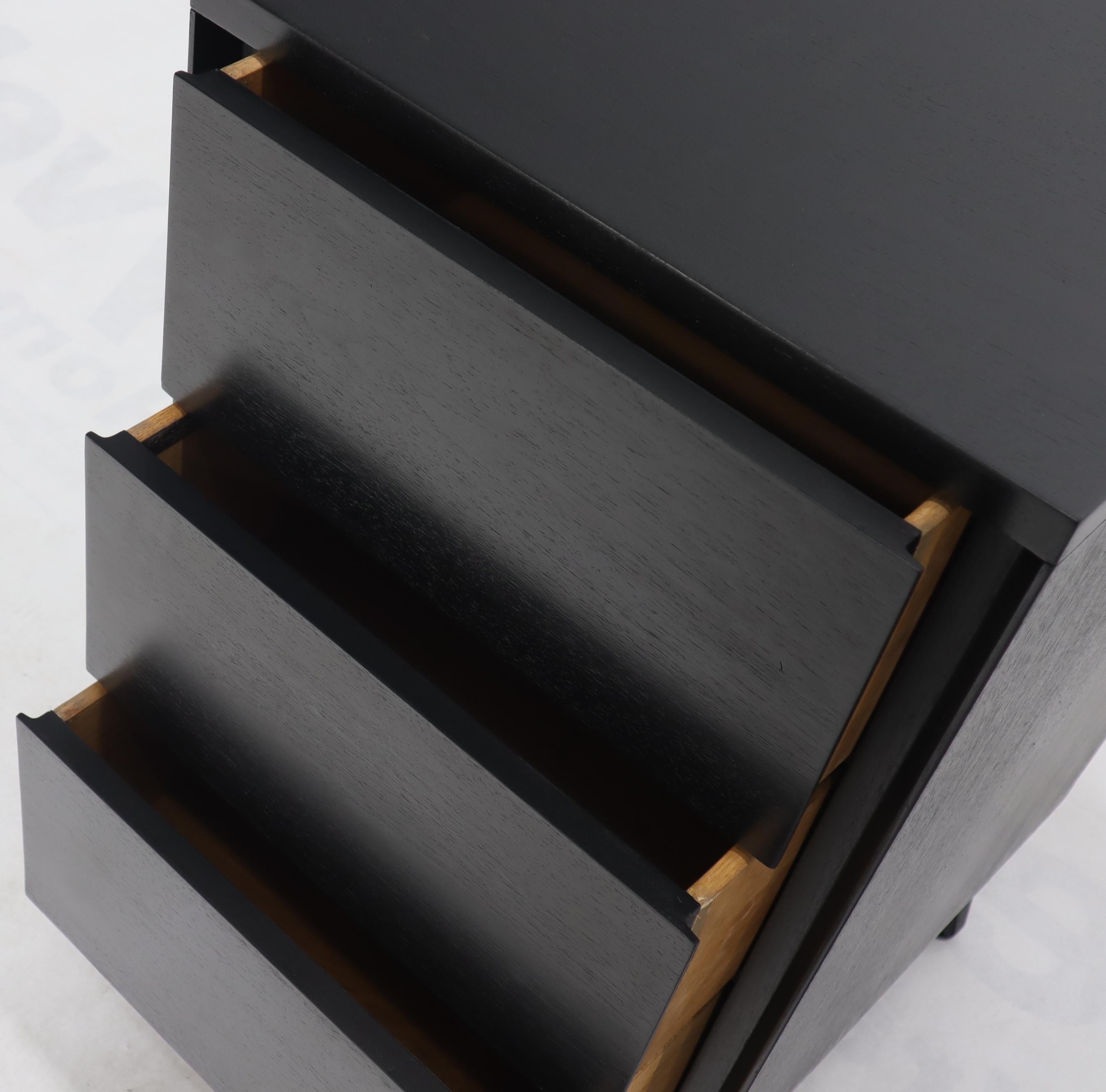 Pair of Ebonized Mahogany Three Drawers Narrow Chests End Side Tables For Sale 1