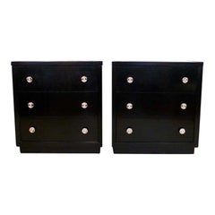 Pair of Ebonized Midcentury Three-Drawer Chests or Dressers Pair of Ebonized Midcentury Three-Drawer Chests or Dressers