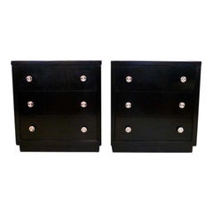 Pair of Ebonized Midcentury Three-Drawer Chests or Dressers