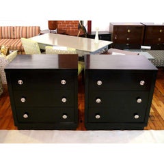 Pair of Ebonized Midcentury Three-Drawer Chests or Dressers