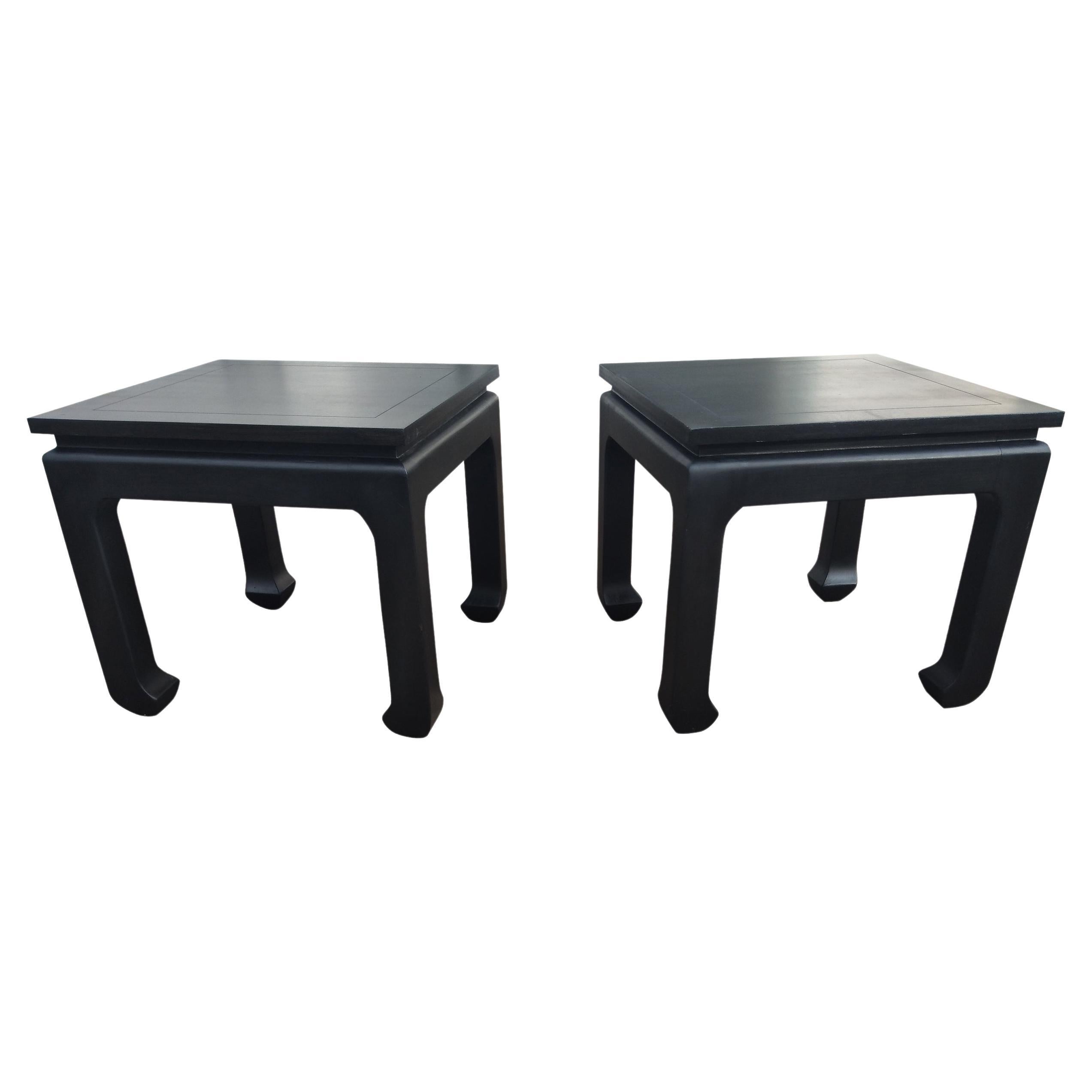 Pair of Ebonized Ming Style Side Tables