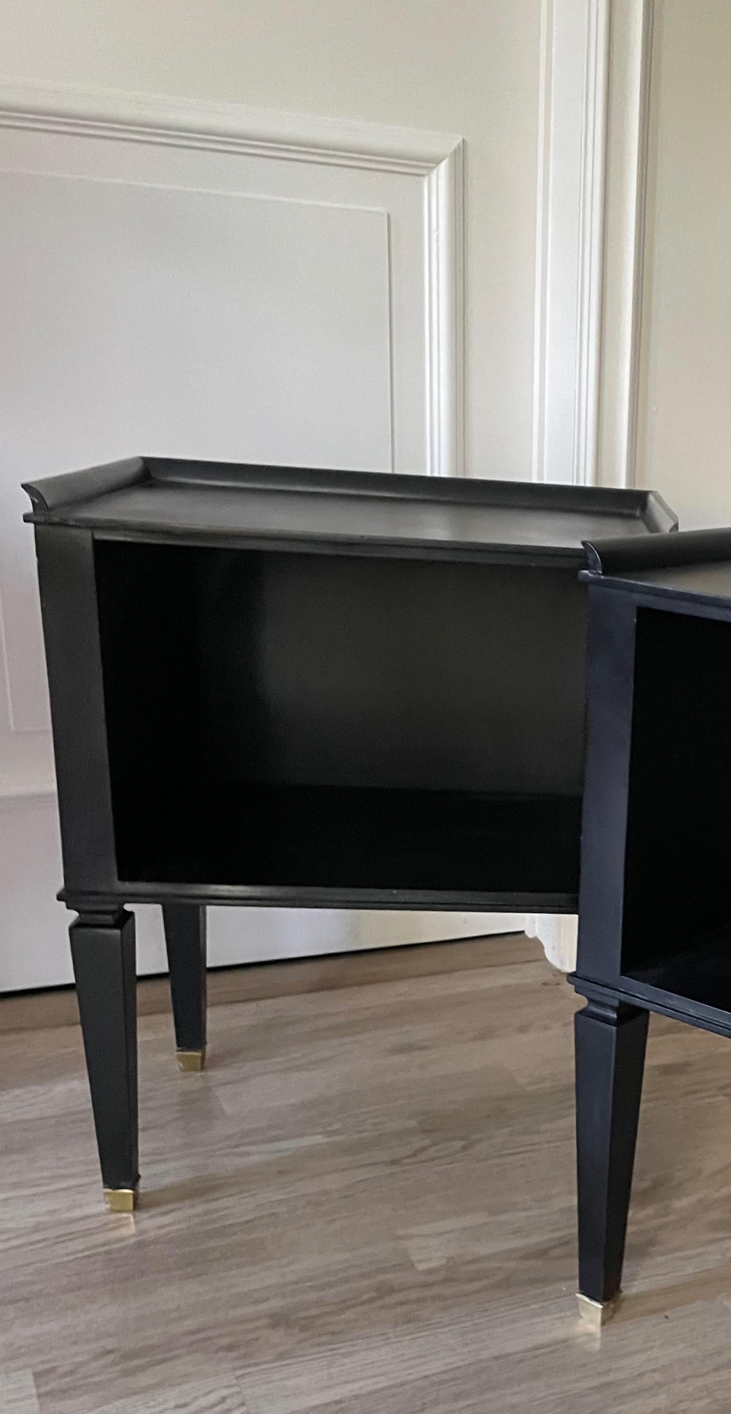 Pair of Ebonized Neoclassical Side Tables, France 1950. In Good Condition In Brussels, BE