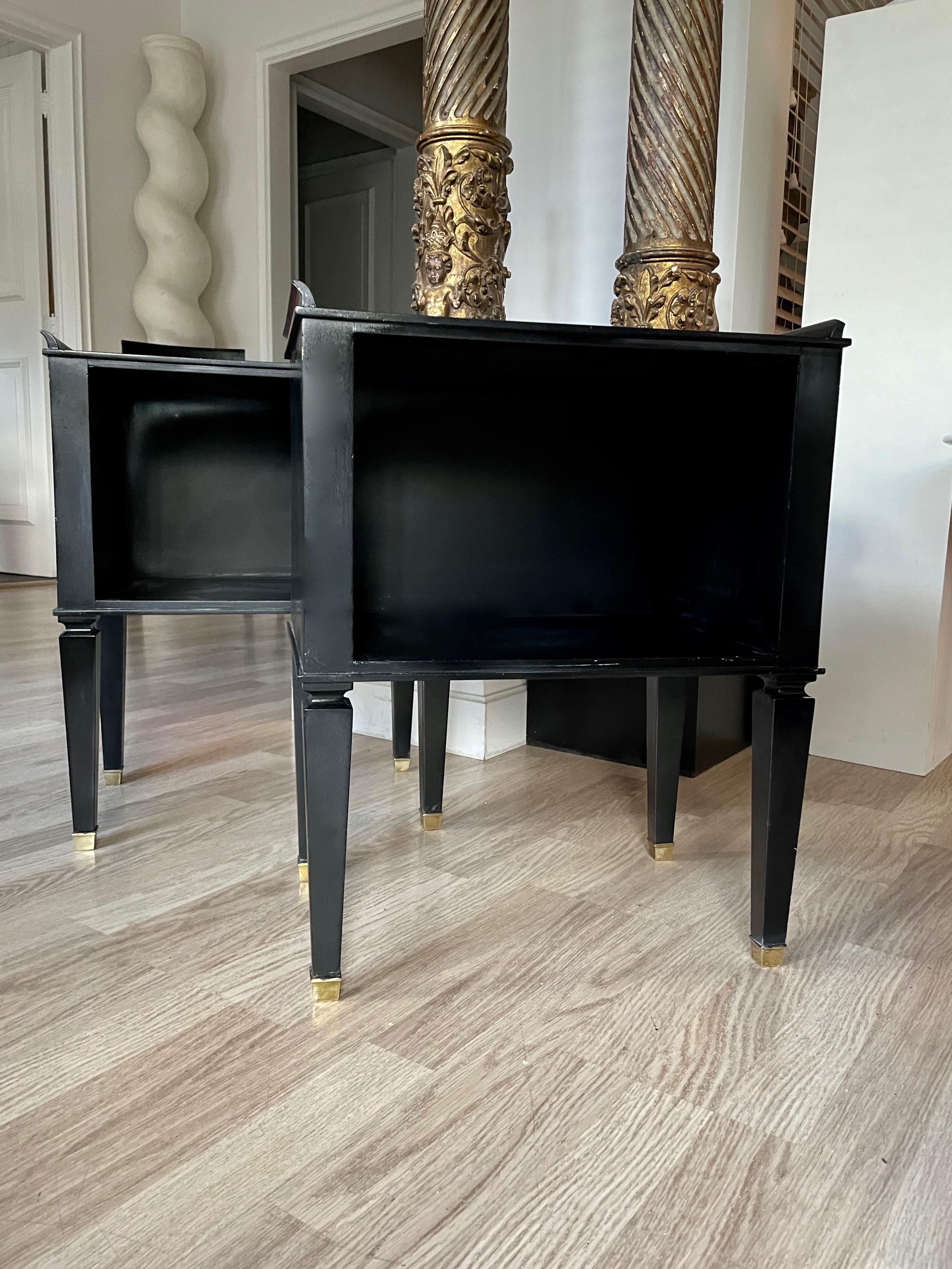 Pair of Ebonized Neoclassical Side Tables, France 1950. 2