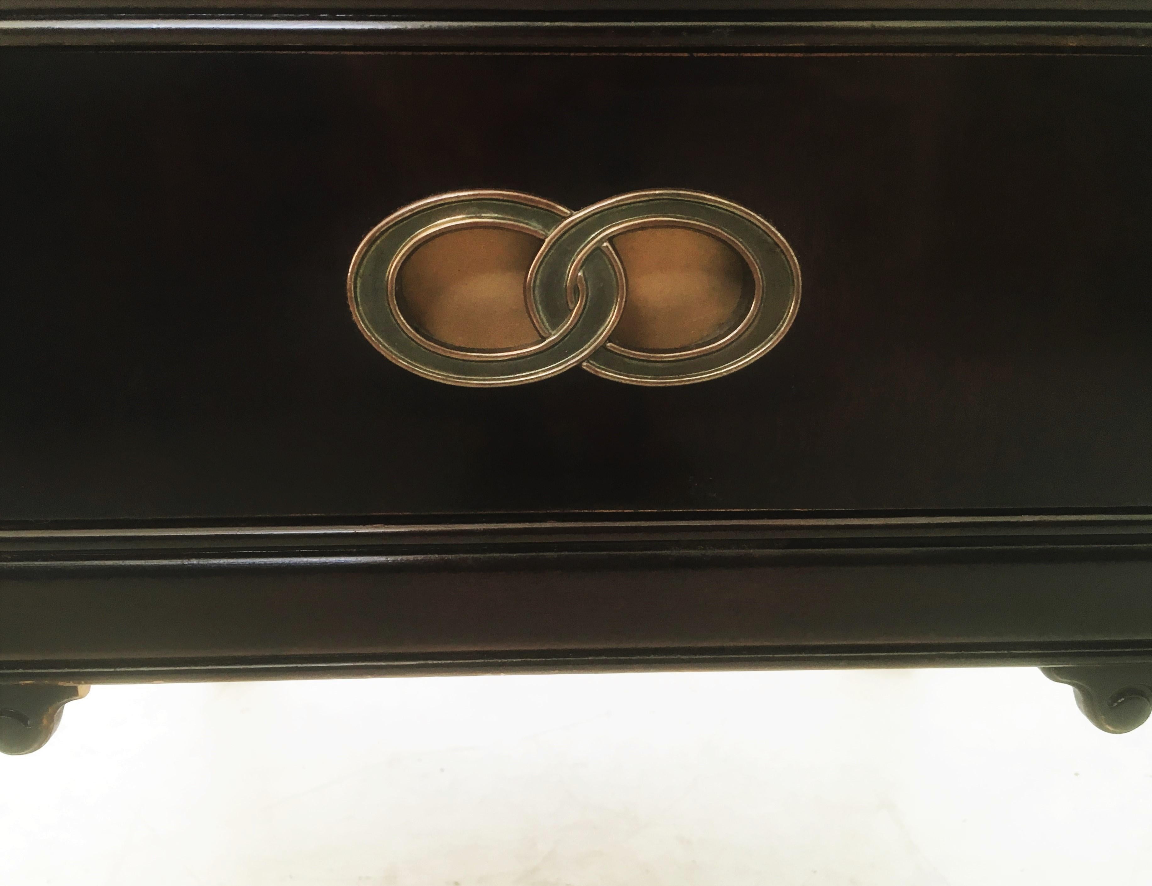 Mid-20th Century Pair of Ebonized Nighstands Michael Taylor for Henredon