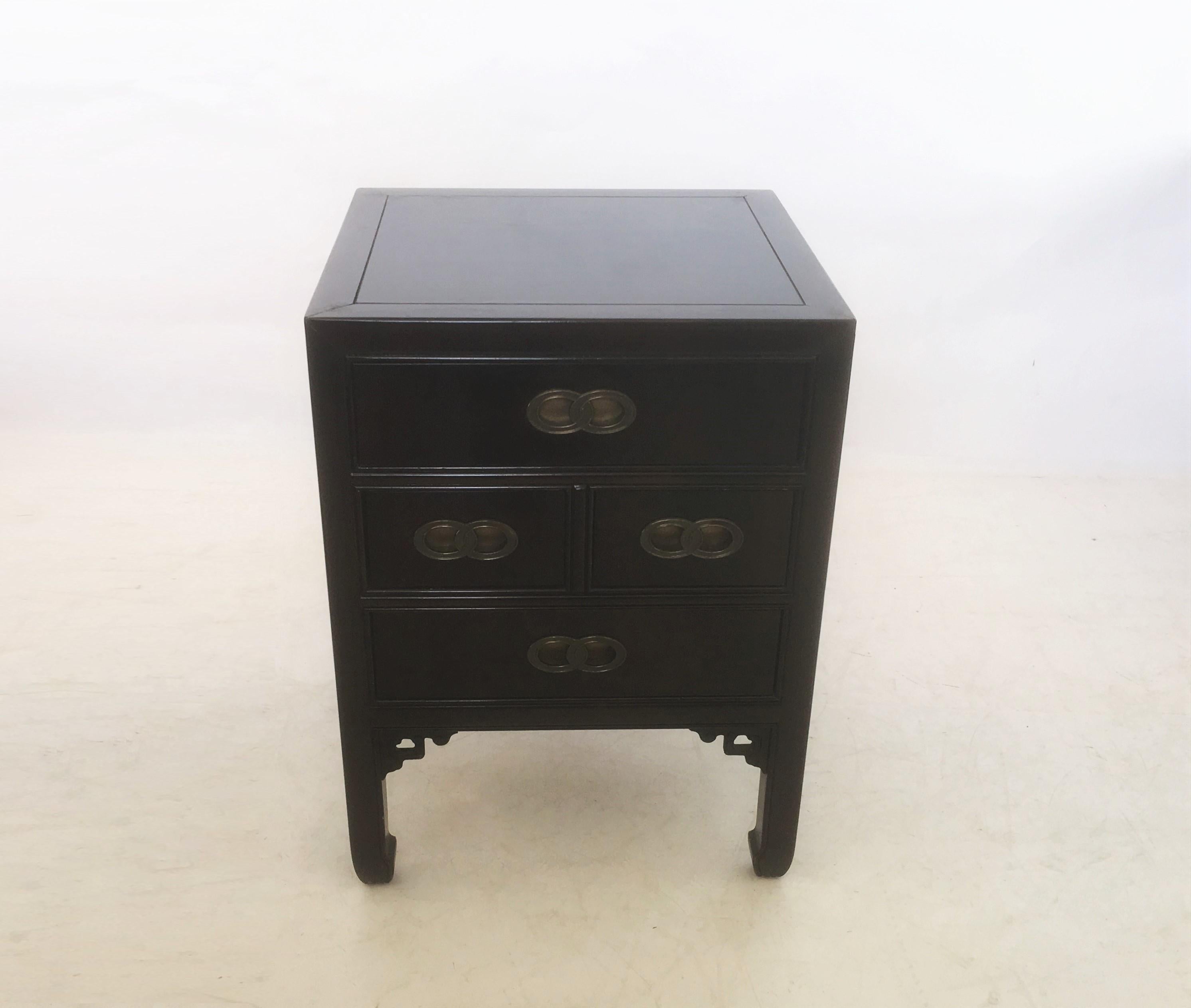 Pair of Ebonized Nighstands Michael Taylor for Henredon 1