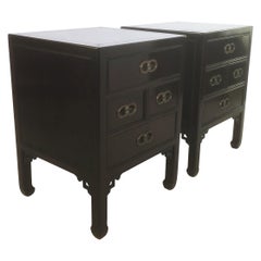 Pair of Ebonized Nighstands Michael Taylor for Henredon