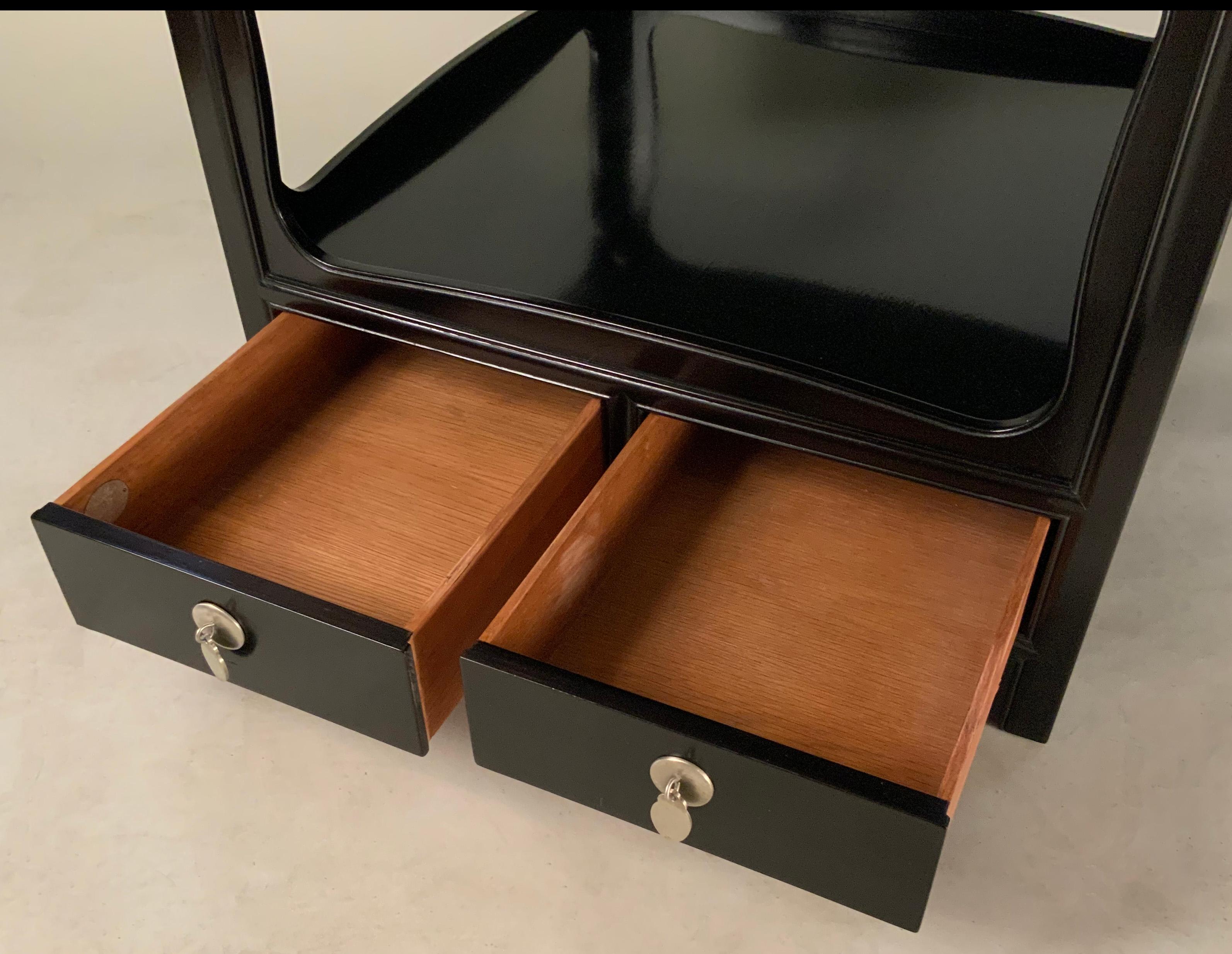 Pair of Ebonized Nightstands by Michael Taylor for Baker In Good Condition For Sale In Hudson, NY