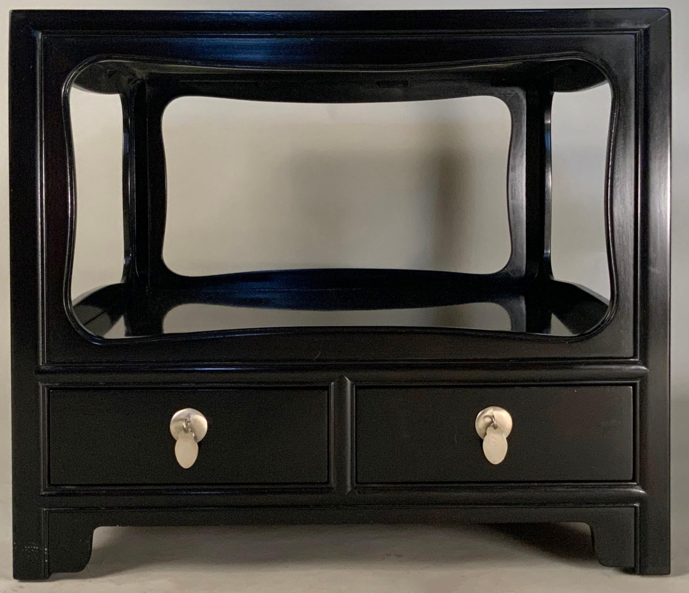 Abalone Pair of Ebonized Nightstands by Michael Taylor for Baker For Sale