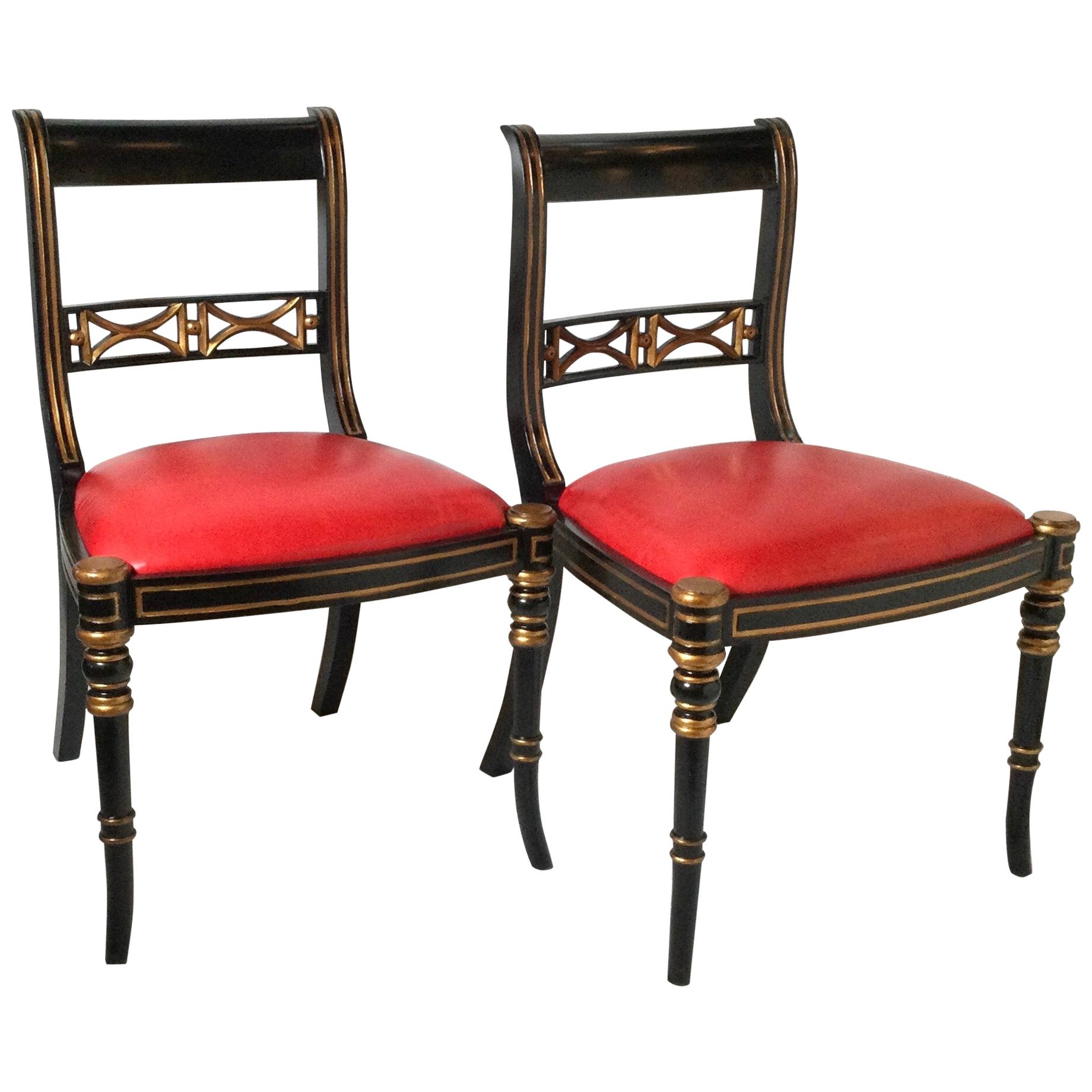 Pair of Ebonized Regency Style Side Chairs
