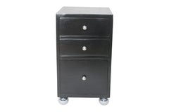 Pair of Ebonized Rosewood and Chrome Mid-Century Modern Side or End Tables