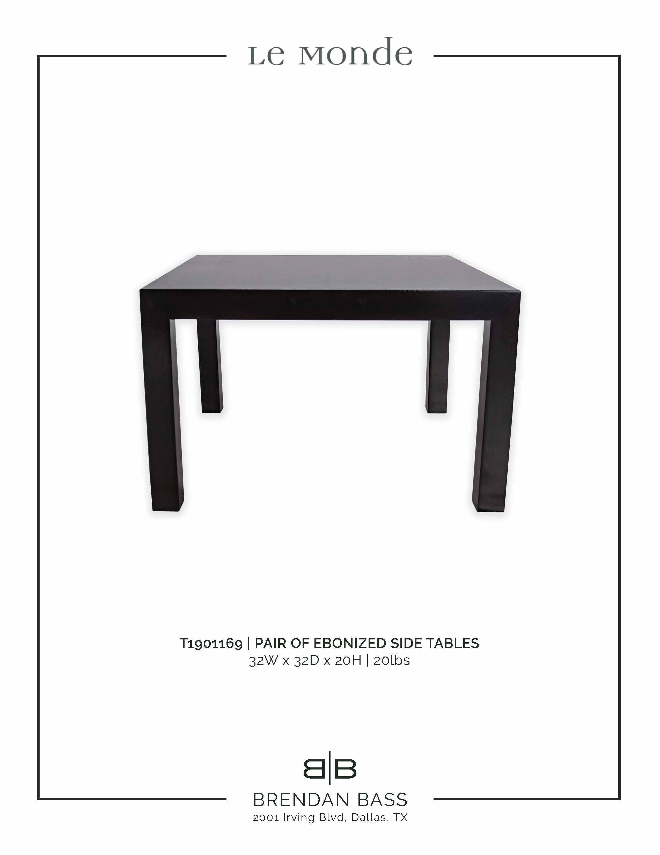 Contemporary Pair of Ebonized Side Tables For Sale