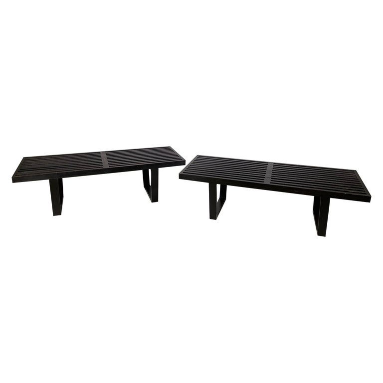 Pair of Ebonized Slat Bench by George Nelson for Herman Miller