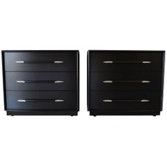 Vintage Pair of Ebonized Spear Chests, T.H. Robsjohn-Gibbings for Widdicomb, circa 1955