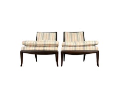 Pair of Ebonized T.H.Robsjohn Gibbings for Widdicomb Wmb Slipper Chairs