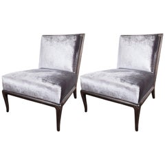 Pair of Ebonized Walnut Slipper Chairs by Robsjohn-Gibbings for Widdicomb Co.