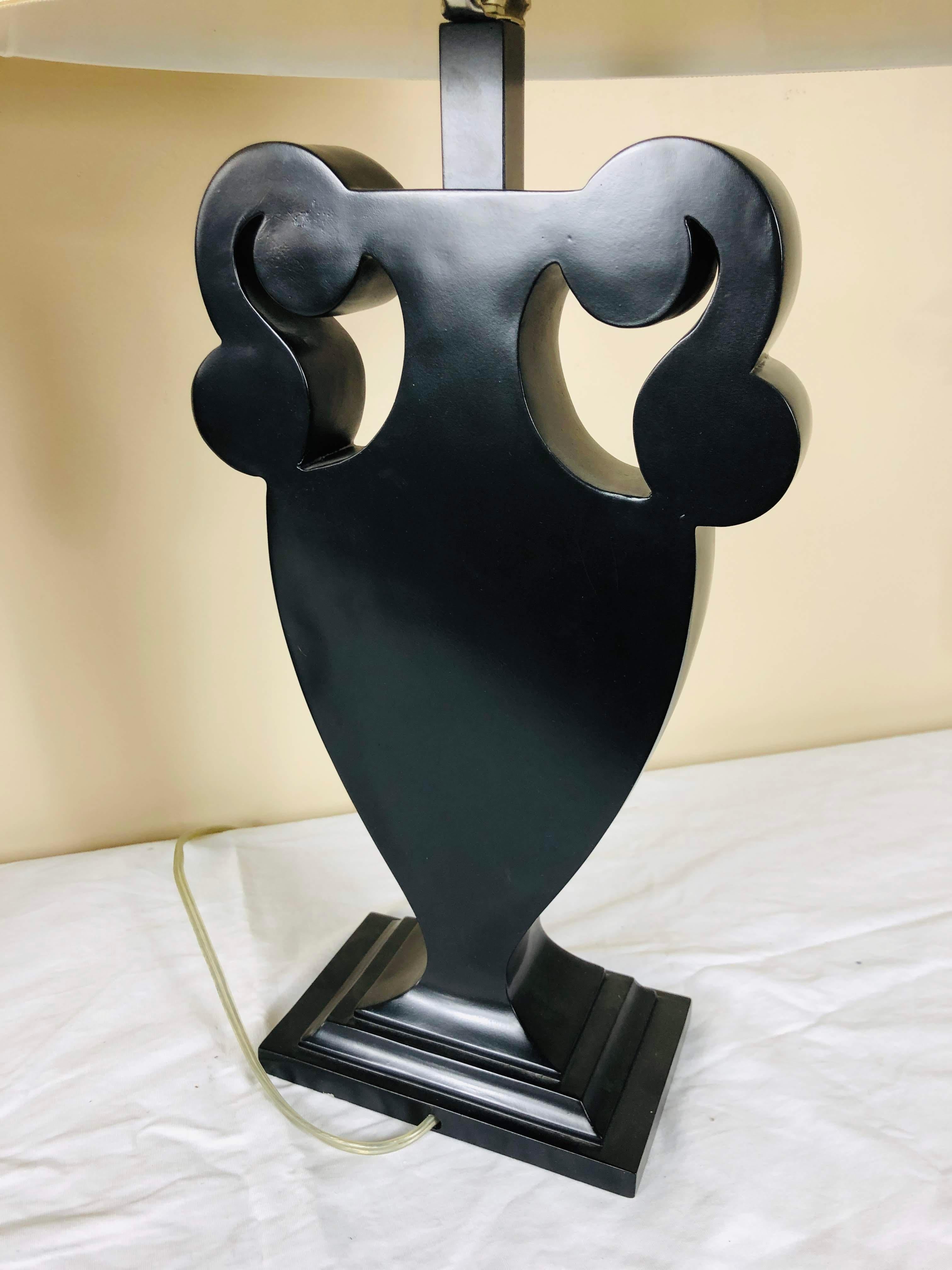 Pair of Ebonized Wood Vase Table Lamps 6